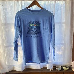 YMC Blue Long Sleeve Tee with Bear Graphic